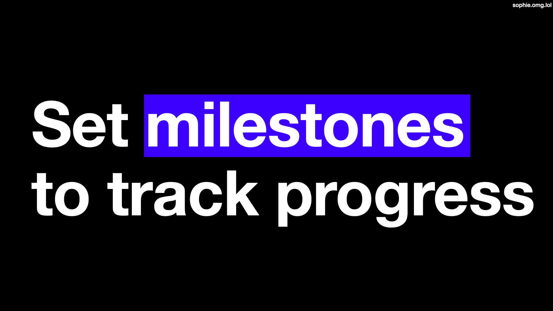 Set milestones to track progress